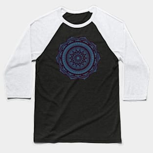 Purple on Blue Mandala Baseball T-Shirt